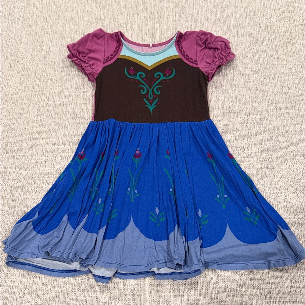 Posh Peanut Blue, Magenta & Brown Floral Skater Dress